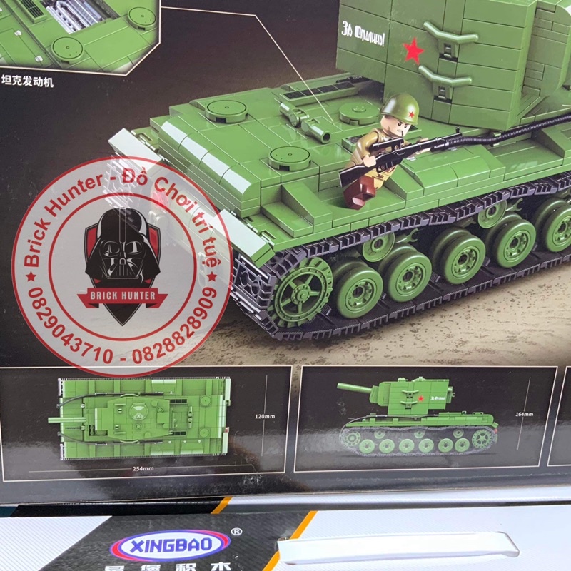 Army World War II Quan guan 100239 Bộ đồ chơi lắp ráp mô hình xe Tank hạng nặng KV-2 của Liên Xô thời thế chiến 2