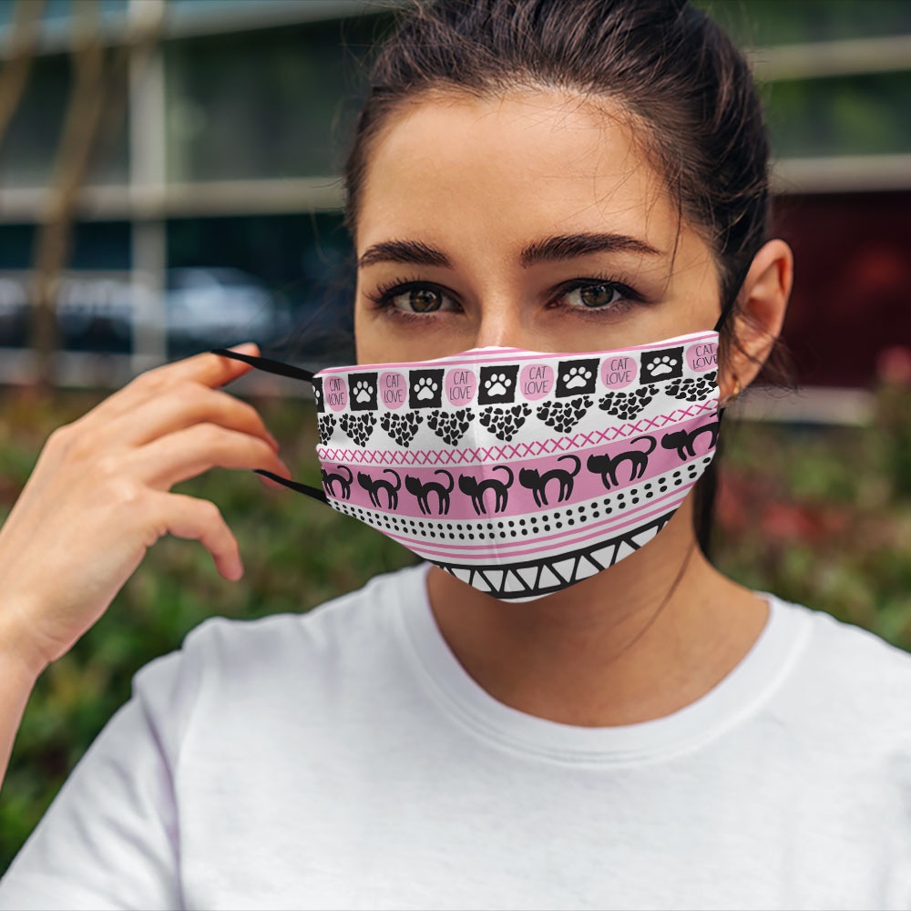 Khẩu trang vải 3d Dễ Thương_945 CARTWELL chất liệu poly cotton 100% chống bụi in họa tiết 3d tunisex