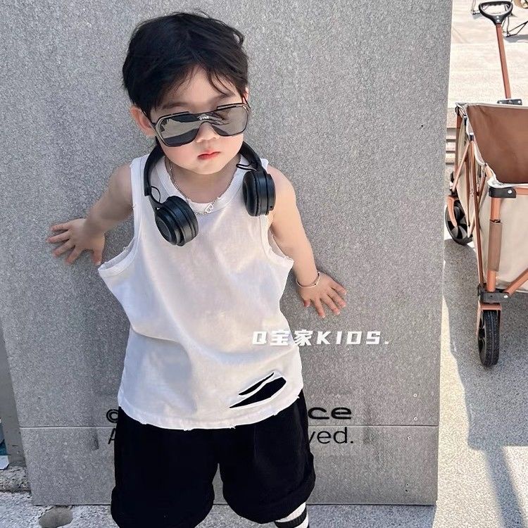 Áo Thun Cotton Mỏng Sát Nách Dáng Rộng Thoải Mái Thời Trang Mùa Hè Cho Bé Trai YF5