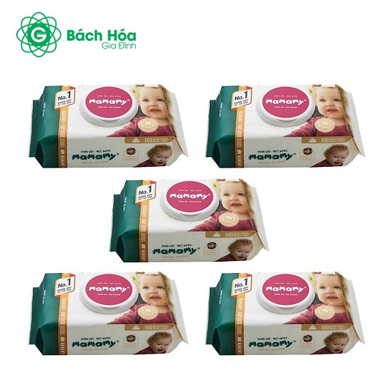 COMBO 5 GÓI KHĂN ƯỚT MAMAMY 100 TỜ