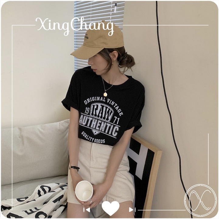 Áo phông nữ tay lỡ mùa hè dáng rộng chất mát đẹp phong cách cá tính in ROW mã LXC112