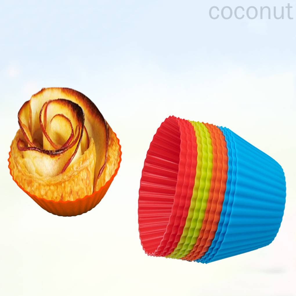 Set 12 Cốc Silicon Làm Bánh Cupcake Nhiều Màu