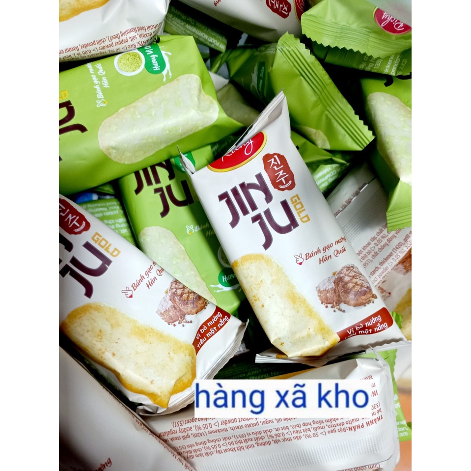 Bánh gạo hàn quốc jinju 134,4 g  2 vị cốm sữa & bò nướng, richy  hsd .11.2023