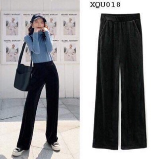 Quần nhung ống suông cho nữ