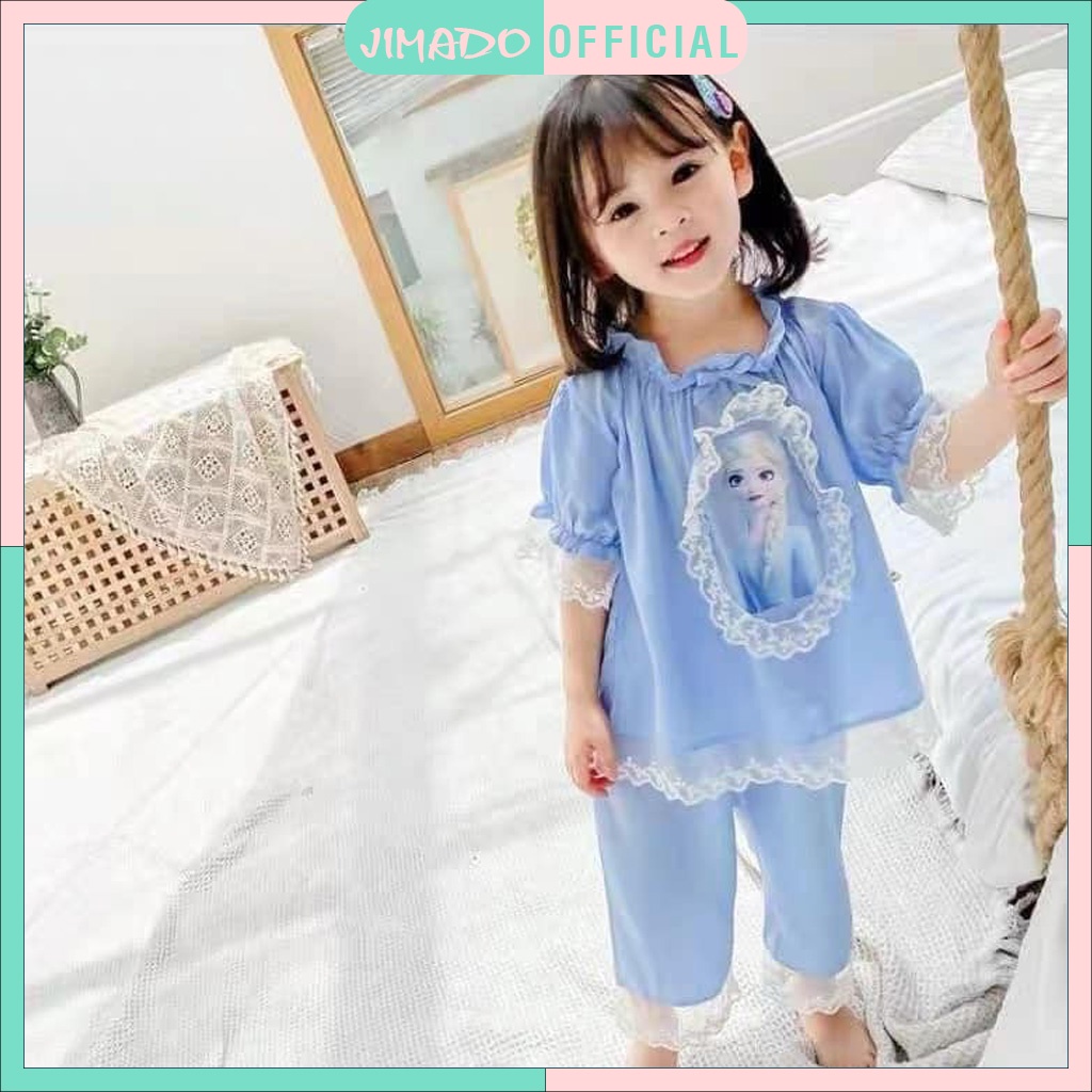 Đồ bộ trẻ em cho bé gái bộ thun Elisa phối bèo cho bé hàng quảng châu cao cấp siêu xinh JIMADO AA66621