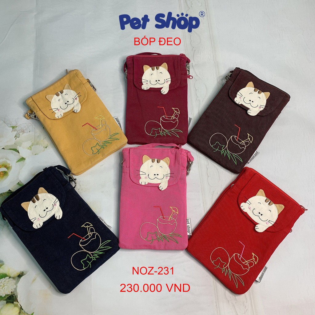 Bóp ví vải 2 ngăn có dây đeo đựng điện thoại và vật dụng cá nhân PETSHOP NOZ-231