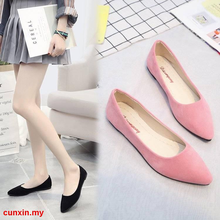 ✎☞◎Giày Búp Bê Đế Bằng Mũi Nhọn Thời Trang Xuân Thu Phong Cách Hàn Quốc Cho Nữ