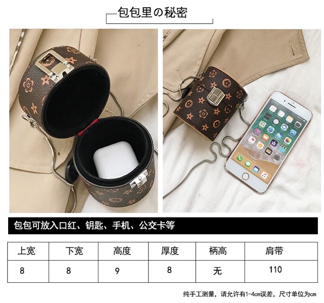 [Sẵn] Túi Đeo Chéo Nữ Mini Dáng Hộp Tròn Chuẩn Form Nhỏ Xinh | BigBuy360 - bigbuy360.vn