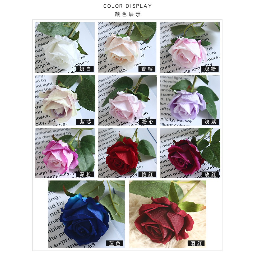Hoa giả, Hoa hồng NHUNG loại đẹp 1 bông size Cao 51cm bông to 6cm trang trí nội thất,decor, sự kiện-Lụa trà quý tộc