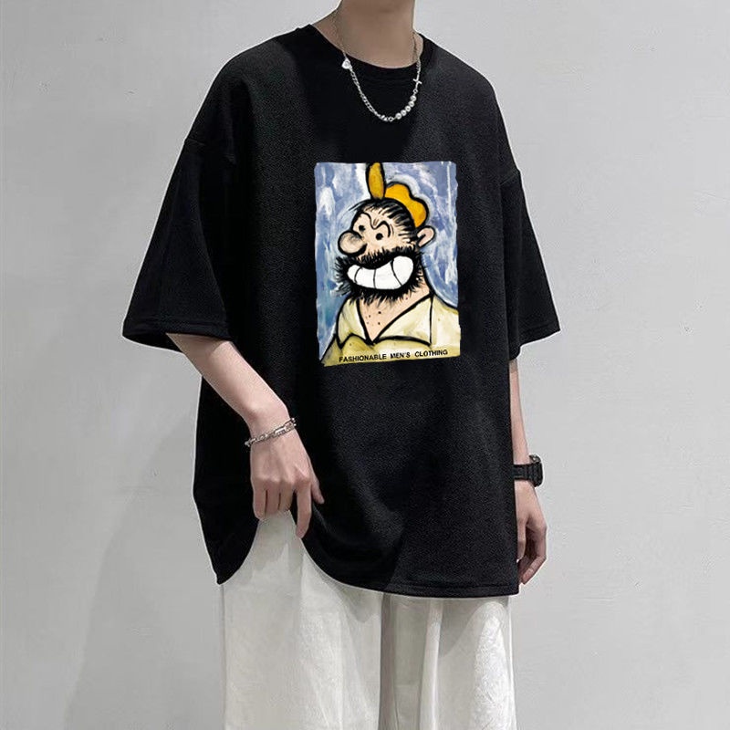 【W@R】New style short sleeve t-shirt men's summer Hong Kong fashion fashion brand loose and versatile round neck T-shirt