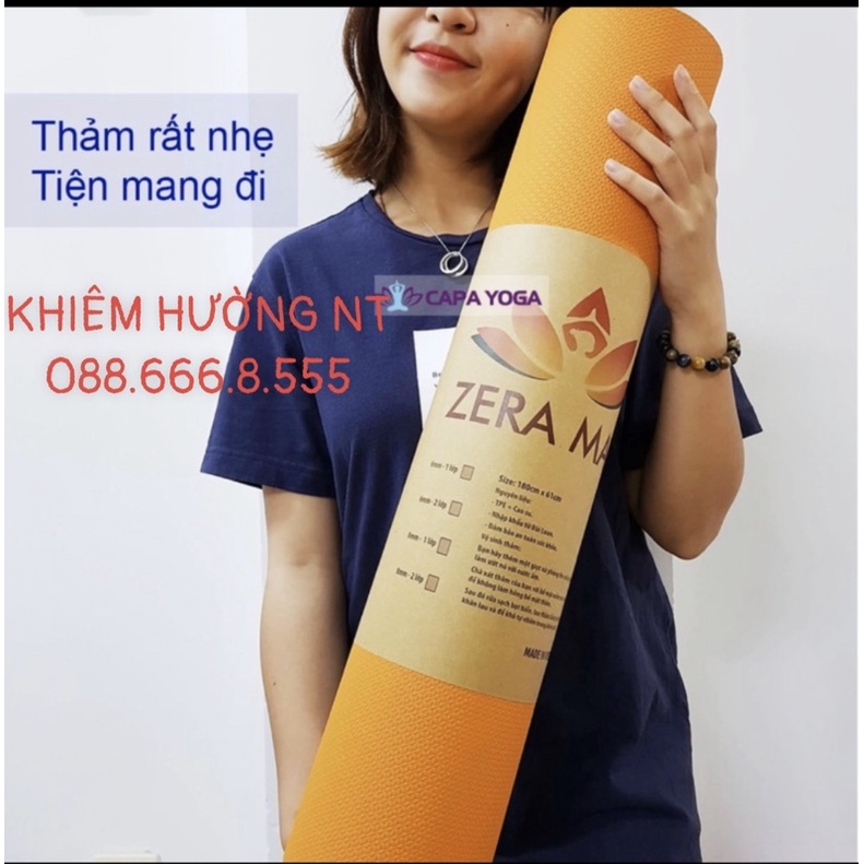 Thảm tập yoga ZERA 8mm(2 Mặt) + KÈM túi đựng