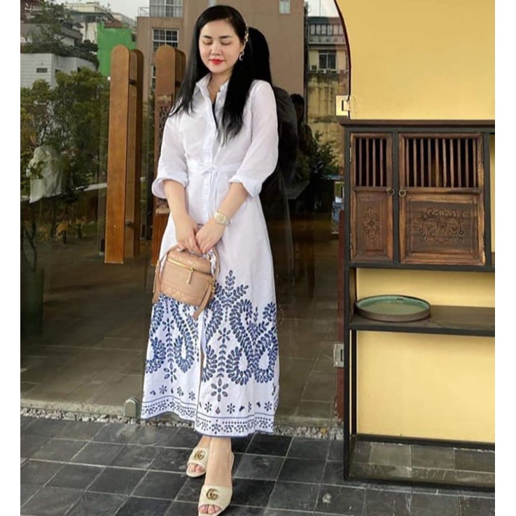 Váy sơ mi thắt eo ZR 2 màu