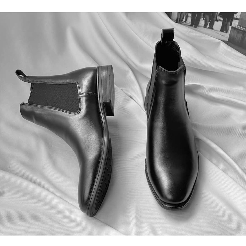 giày tây chelsea boot nam cao cổ bản nâng cấp 2022 da 3 lớp chống nhăn tốt chun loại một chống bai gião đế nhẹ phom đẹp