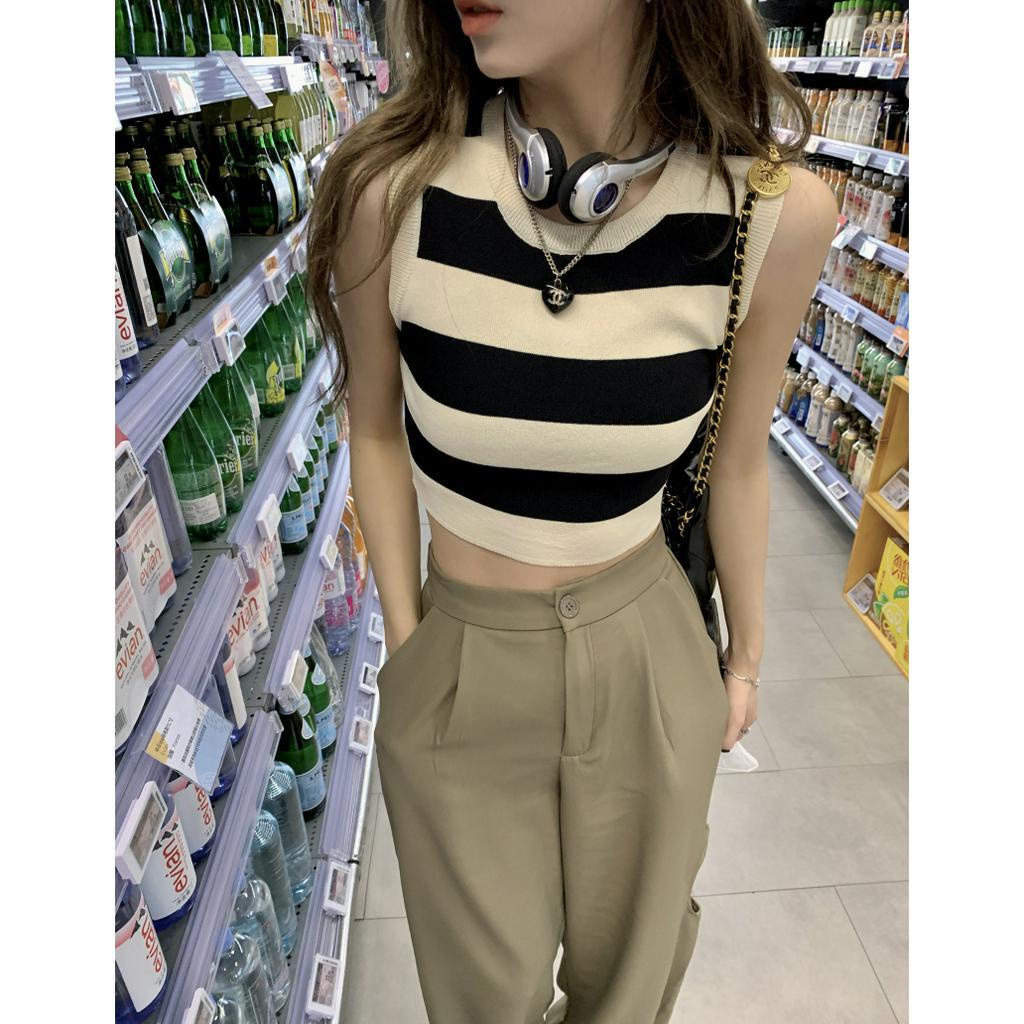 Porozi Áo croptop Dệt Kim Sát Nách Dáng Ôm Kiểu Thể Thao Thời Trang Mùa Hè Cho Nữ