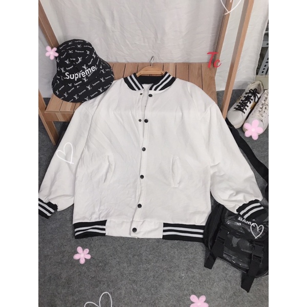 [BÁN SỈ] Áo Khoác Bomber Bo Viền Cúc Bấm Chất Nỉ Cotton Unisex