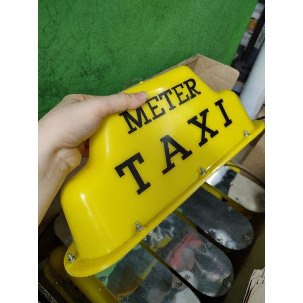 Mào taxi trắng đế Nam châm có đèn