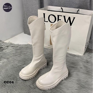 [Hàng Sẵn] [Ảnh Thật] [Freeship] Giày Bốt Nữ Da Cao Cấp Cổ Cao 35cm Đế 4cm - CC04