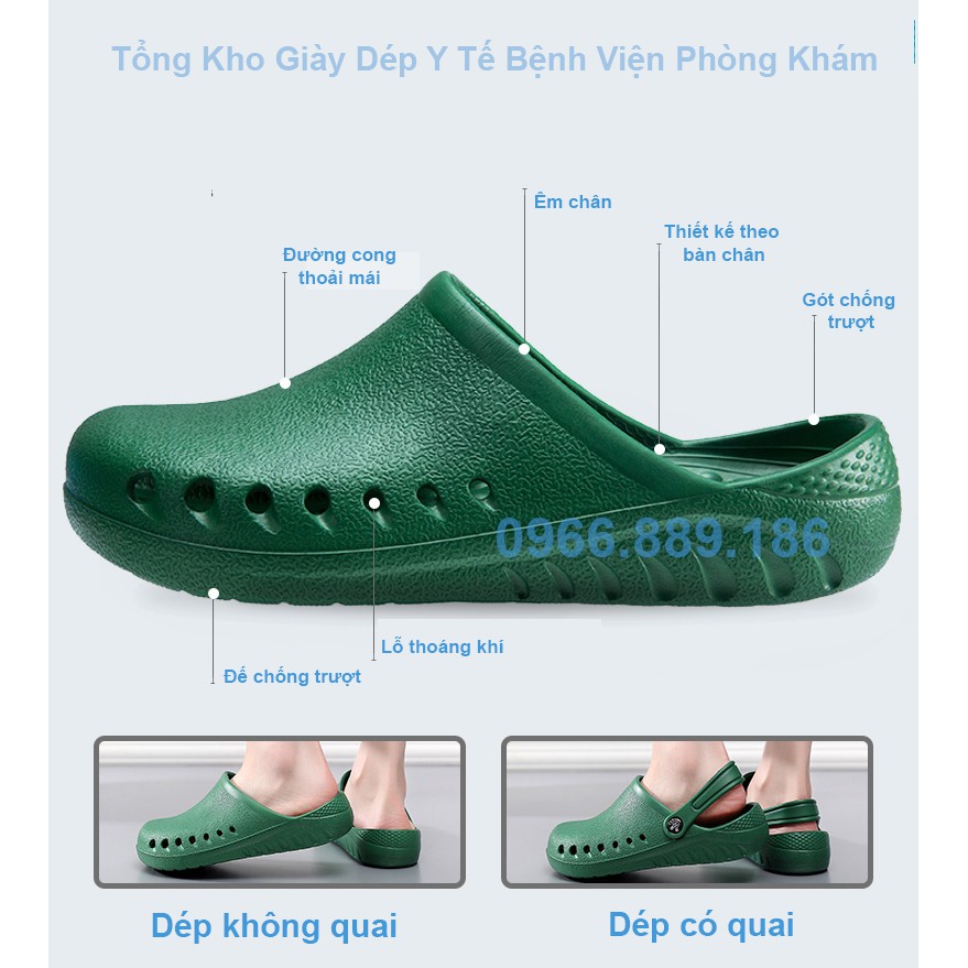 Giày dép y tế bệnh viện, phòng mổ chống trượt chất lượng cao, dep phòng sạch