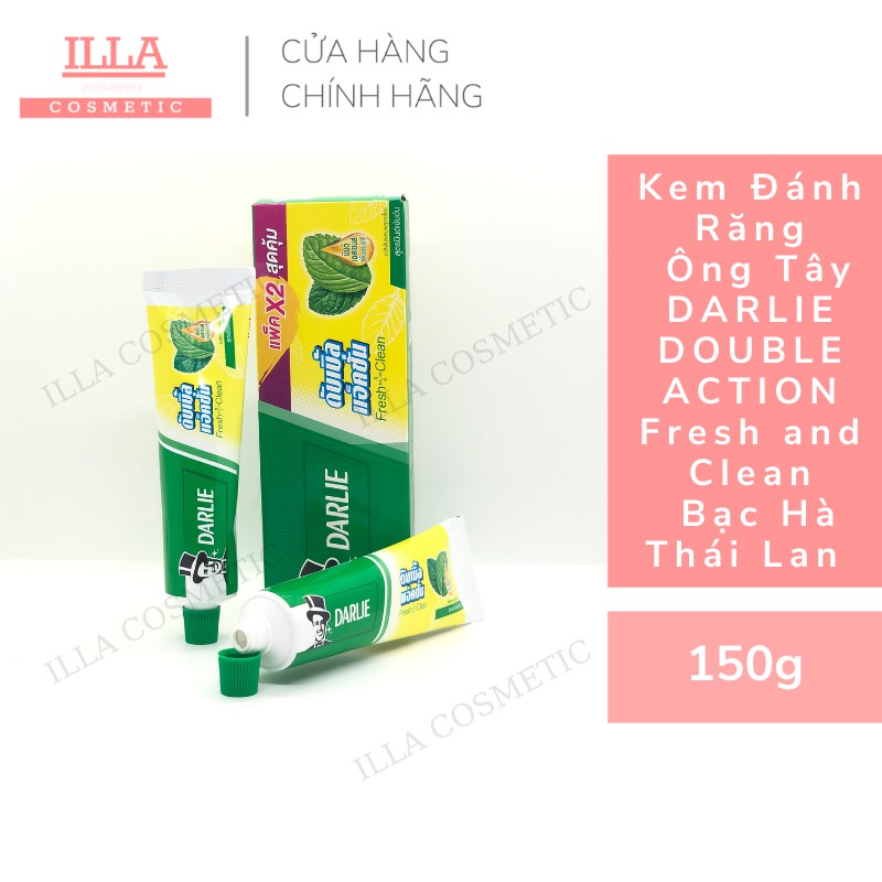 Kem Đánh Răng Ông Tây DARLIE DOUBLE ACTION Kem Đánh Răng Bạc Hà Thái Lan Hộp 2 Tuýp 150g/Tuýp