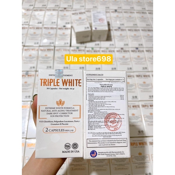 Viên Uống Trắng Da Mỹ Triple White /Viên Uống Trắng Da Glutathione 1200
