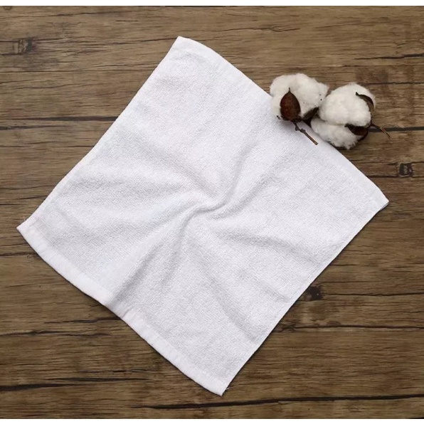 Combo 50 chiếc khăn trắng cotton 30x30, khăn vuông trắng cao cấp dùng lau đa năng, phục vụ nhà hàng.
