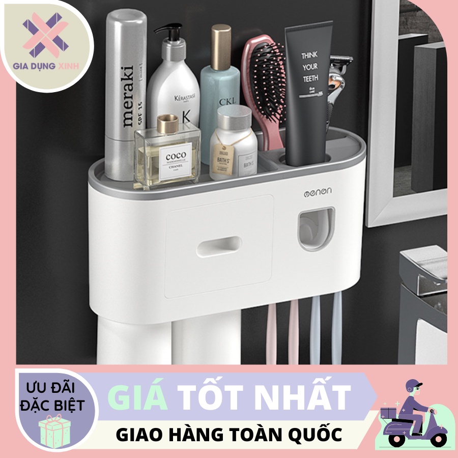Kệ Đựng Bàn Chải Đánh Răng Kết Hợp Với Bộ Nhả Kem Đánh Răng Tự Động - Chính Hãng OENEN Cao Cấp