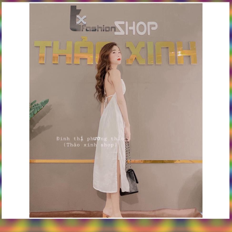 Đầm Maxi Trắng Hở Lưng - Váy 2 Dây Đũi Trắng Cổ Yếm Đi Biển Mặc Nhiều Kiểu Hot new