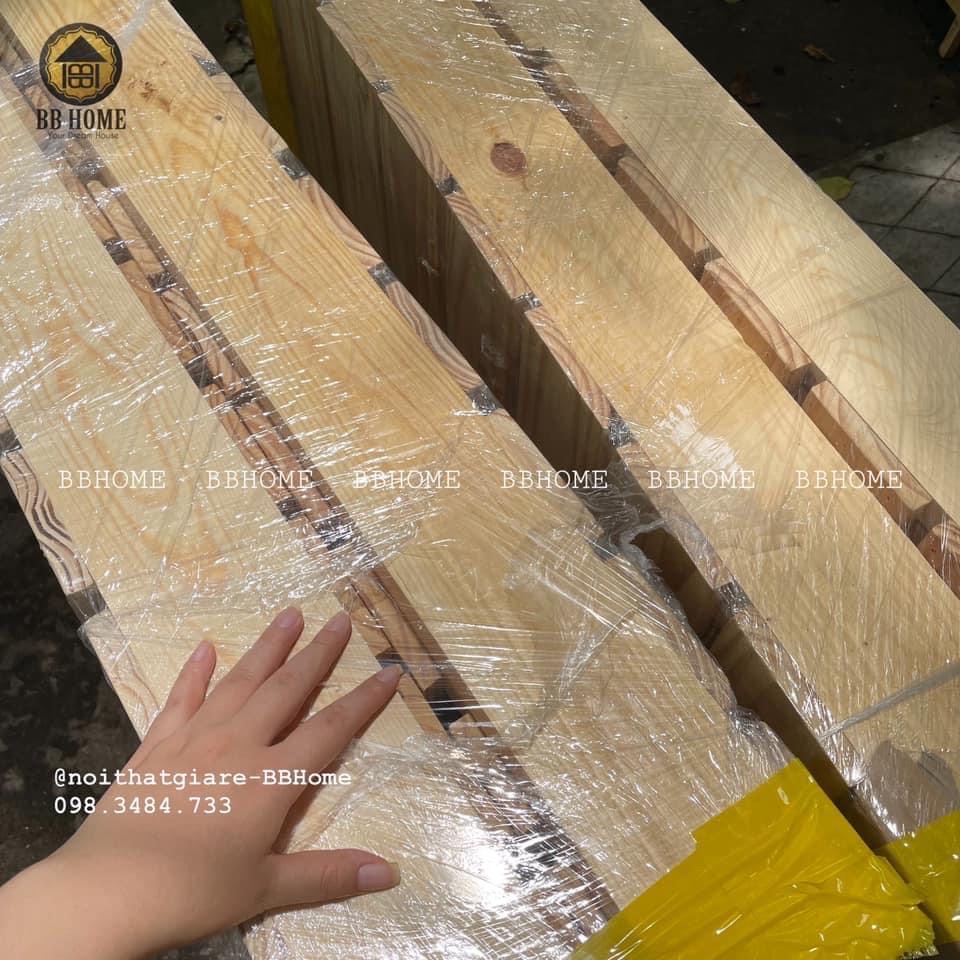 Giường pallet gỗ thông mới 100% BBHome - Sơn phủ PU,nan gỗ dày