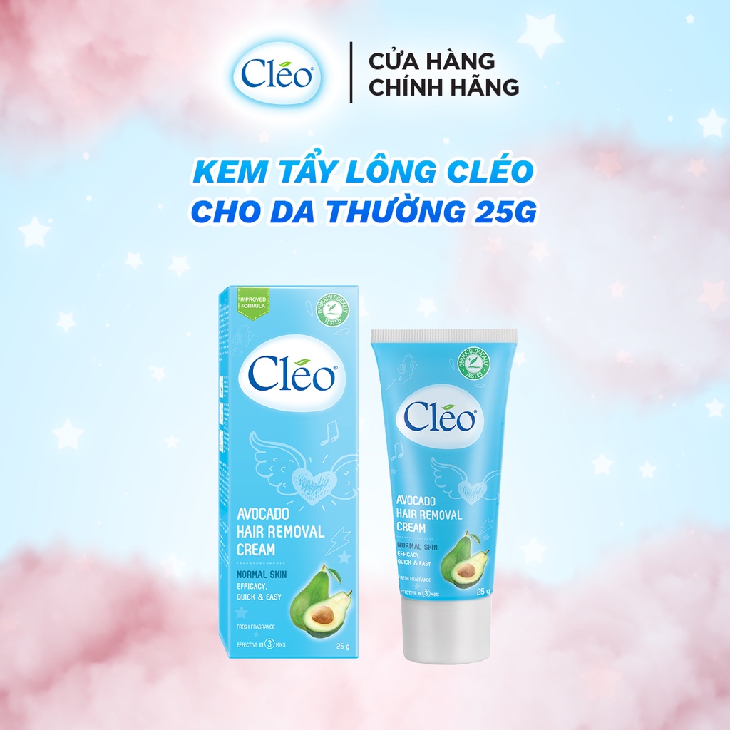 Combo 3 kem tẩy lông Cléo 25g/ hộp cho da thường Cléo Avocado Hair Removal Cream Normal Skin từ bơ an toàn, hiệu quả