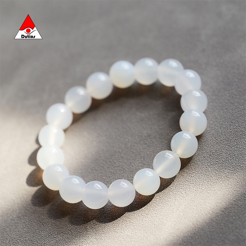 Vòng tay Dutios chuỗi hạt đá Mã Não nhân tạo hạt 8ly trắng đục đủ size VDT001