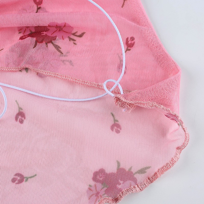 Áo croptop yếm in hoa rút ngực sexy HAC107-Hỉn Hỉn Store