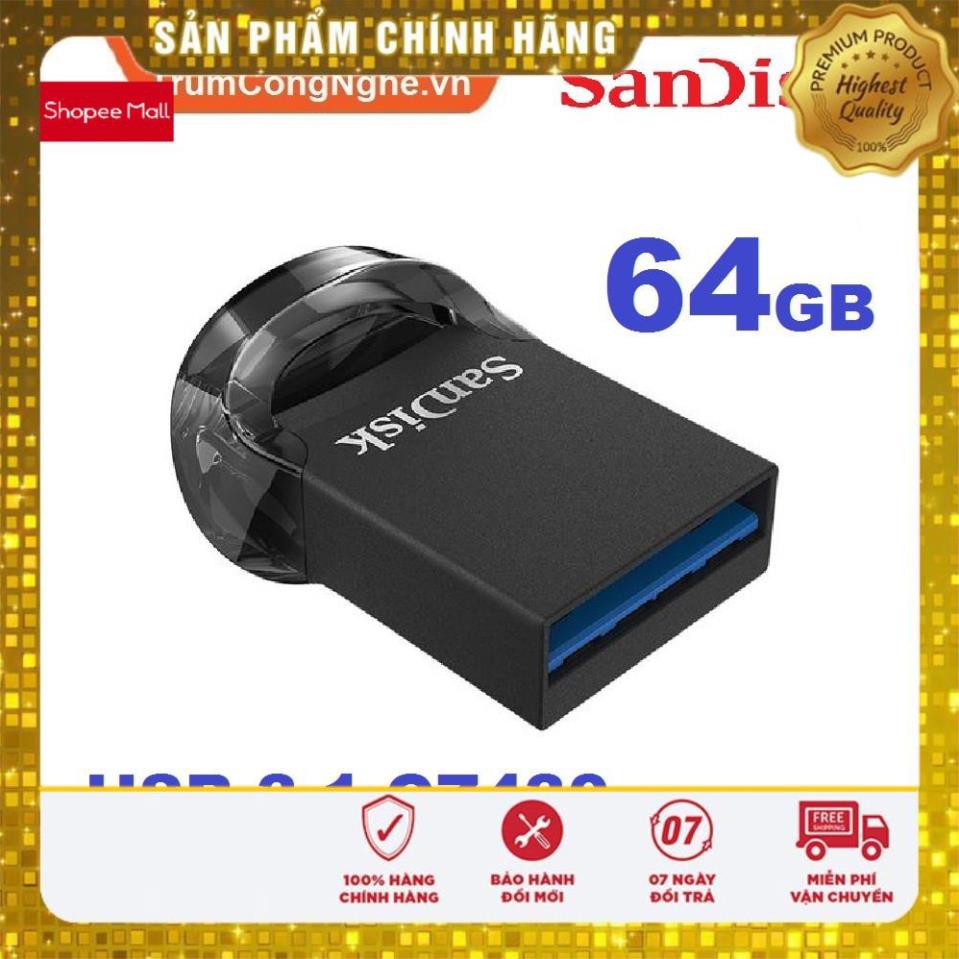 (giá khai trương) USB 3.1 SanDisk CZ430 64GB Ultra Fit Flash Drive tốc độ upto 130MB/s - Tốc độ cao