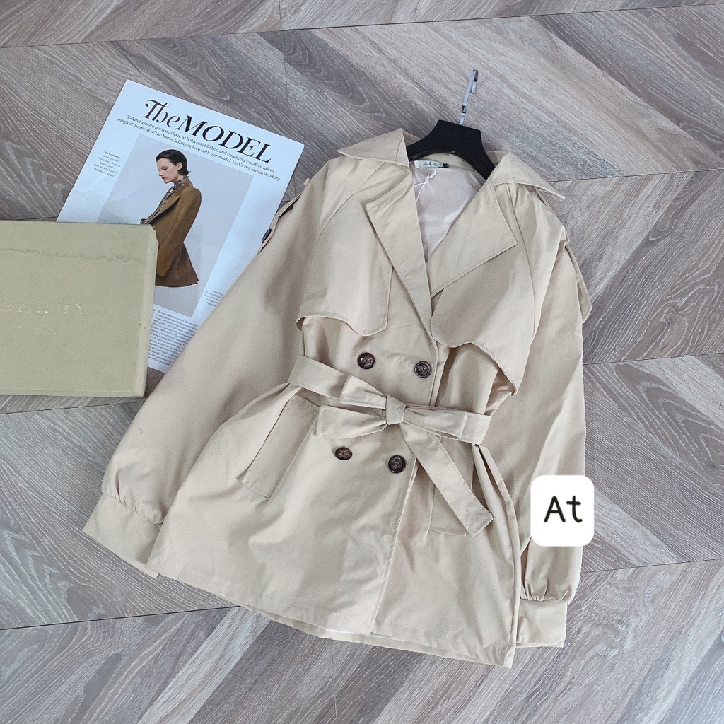 Áo khoác kaki  nữ , áo măng tô 2 lớp kèm đai phong cách hàn quốc | BigBuy360 - bigbuy360.vn