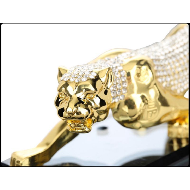 Lọ đựng nước hoa trang trí xe hơi đính đá hình con báo 19.5x5.5x5.5cm,,,