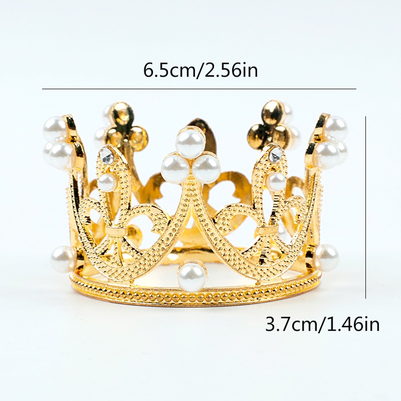 [Ship Now] Vương Miện Ngọc Trai Nhỏ Bằng Kim Loại Trang Trí Bánh Kem Sinh Nhật / Bánh Cưới