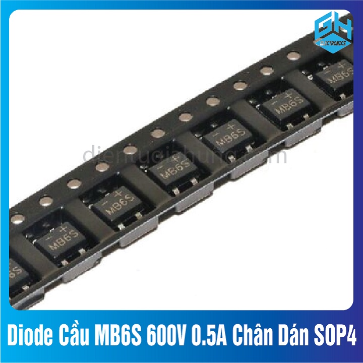 Set 10 con Diode Cầu MB6S 600V 0.5A có Chân Dán SOP 4