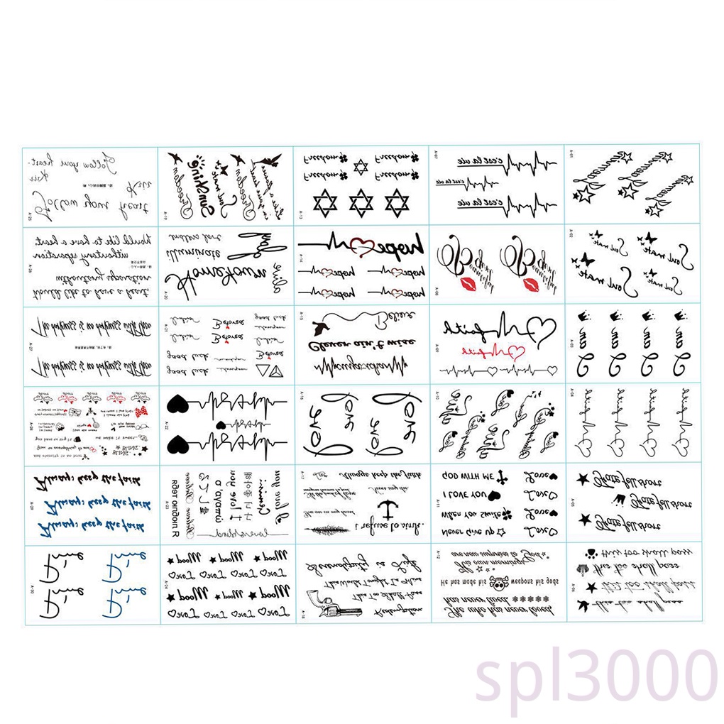 Hình xăm dán tạm thời chống nước lâu trôi chữ tiếng Anh và Hoa cho nam và nữ