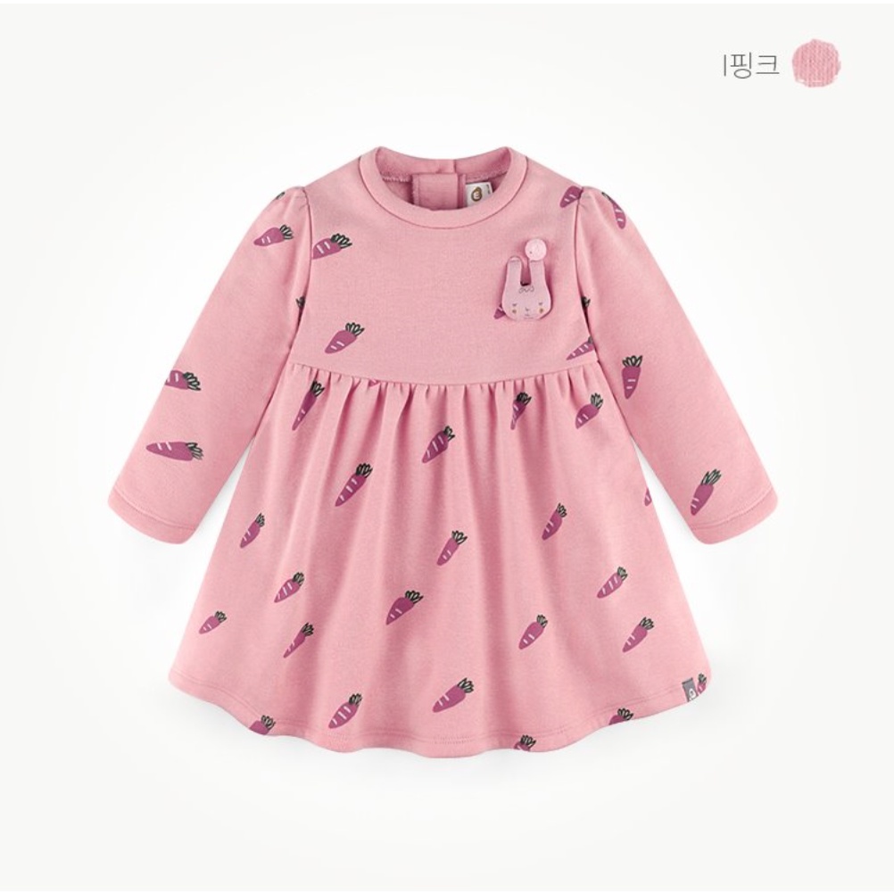 (100,110,130) Váy lót lông Hàn Quốc họa tiết thỏ cà rốt màu hồng morgop08
