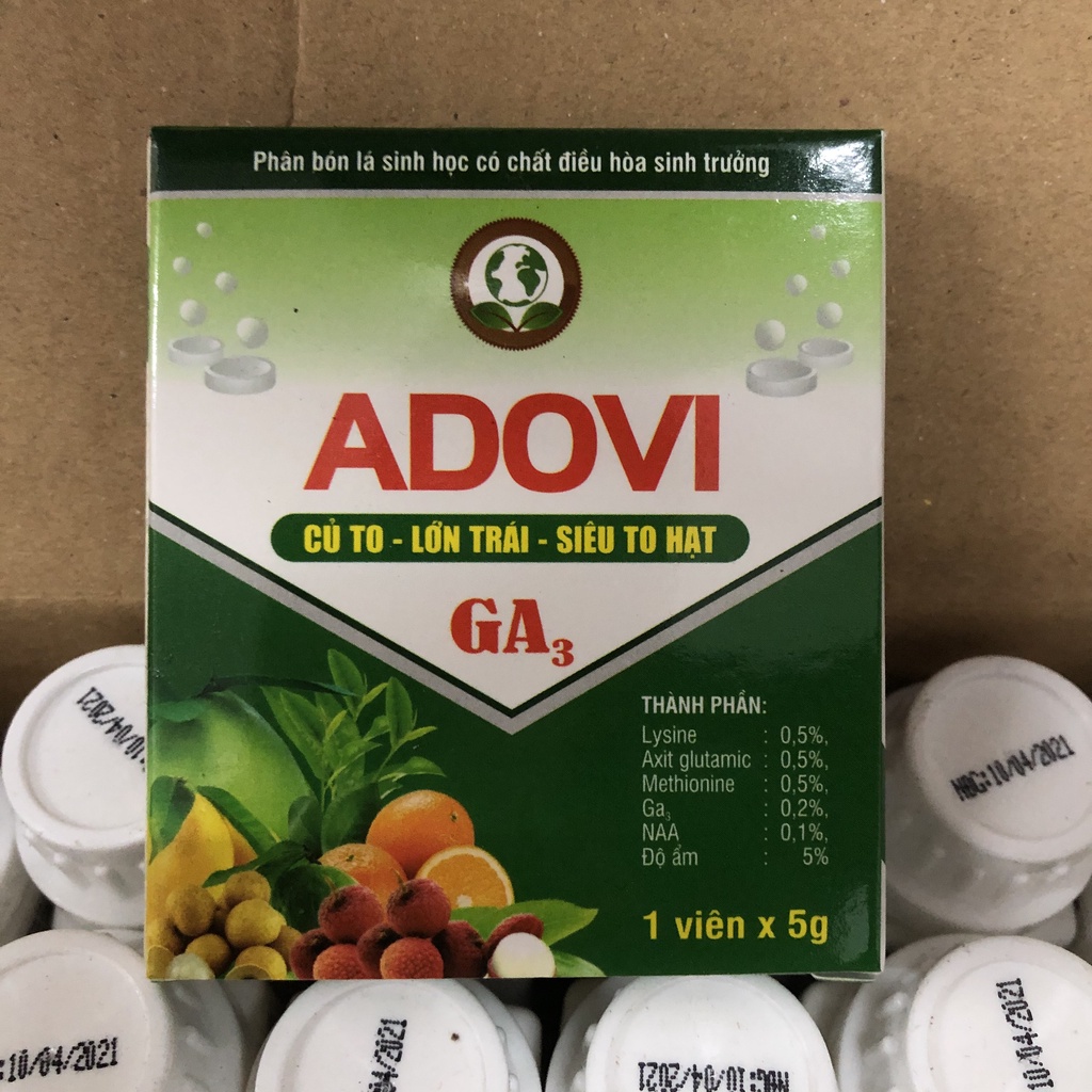 Phân bón lá ga3 - ADOVI 5g; ( KÍCH THÍCH TĂNG TRƯỞNG ) ; phân bón lá ga3 vọt chồi đẻ nhánh cực mạnh, tăng năng suất