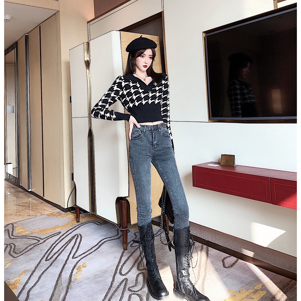 【ZHELIHANGFEI】Áo Sweater Dệt Kim Cổ POLO Tay Dài Thiết Kế Sang Trọng Cho Nữ