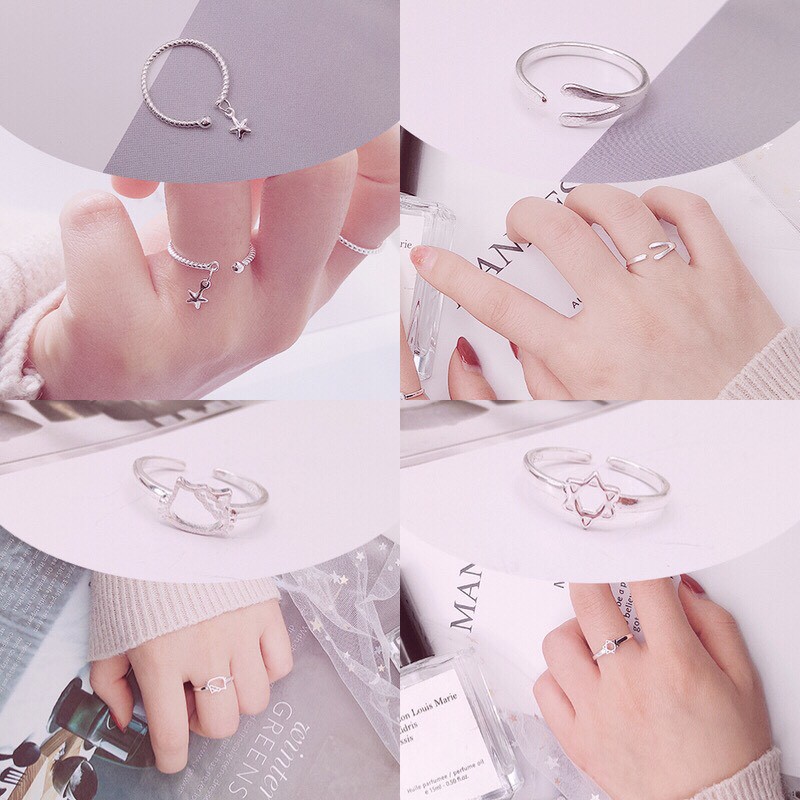 (Có Quà Tặng) Nhẫn mạ bạc phong cách Hàn Quốc thời trang