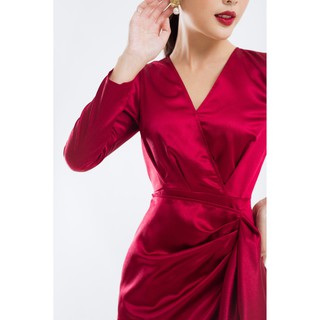 EDINI - D1213 Đầm vắt tà tay dài