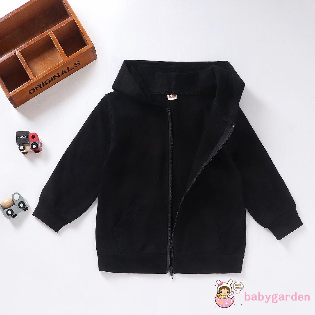 Áo Khoác Hoodie Màu Trơn Phối Khoá Kéo Cho Bé Gái