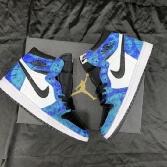 (bachhoa)Giày thể thao Air Jordan xanh loang, Giày JD1 tie dye cao cổ nam nữ siêu hot tặng dây full box bill
