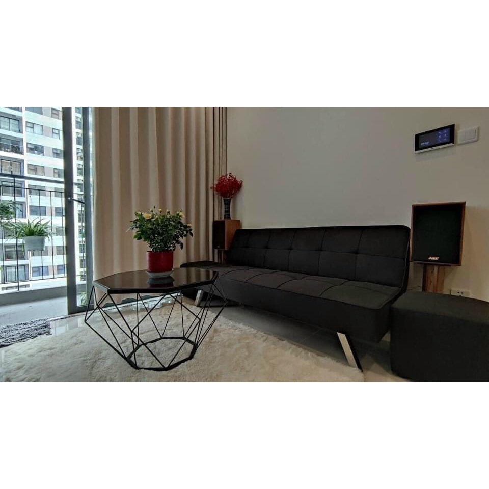 Bàn trà sofa, bàn trà kim cương , sơn tĩnh điện, mặt kính cường lực đen không vân, SANG TRỌNG