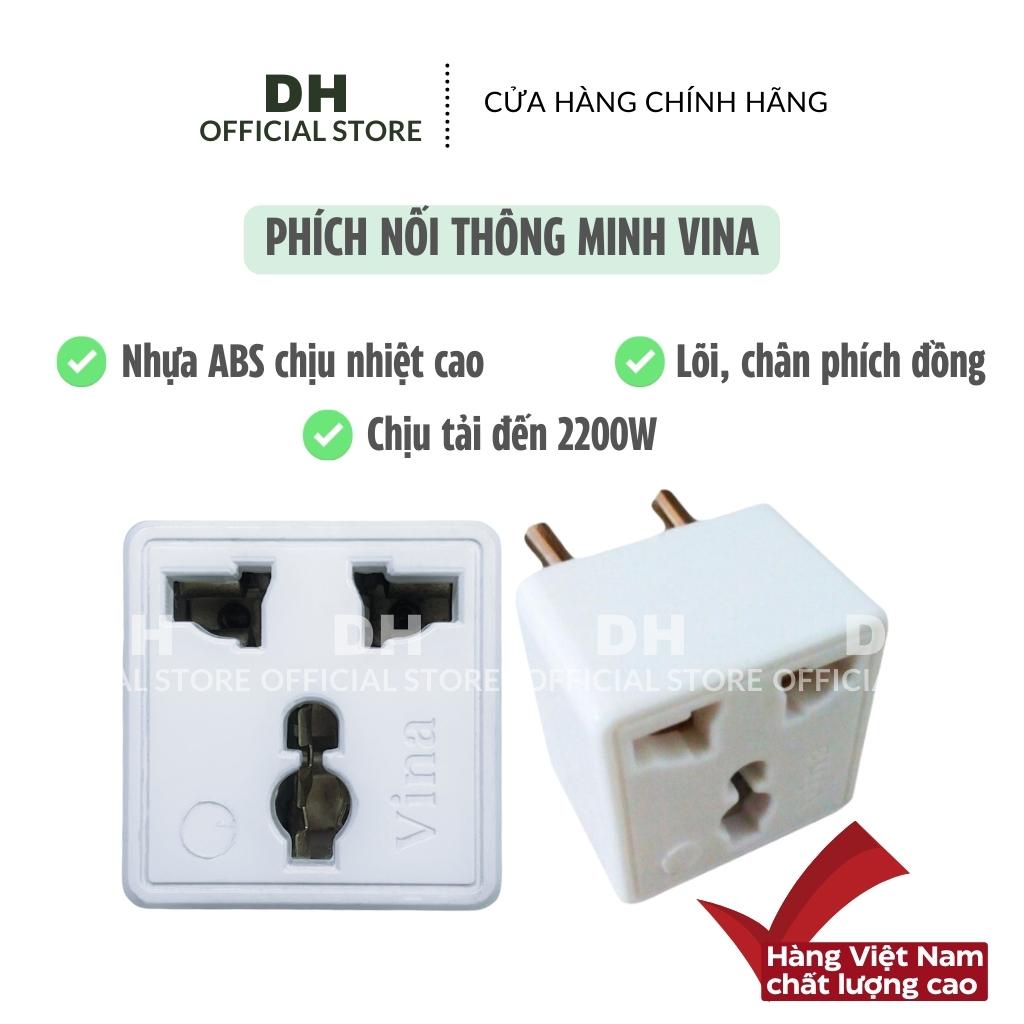 Phích cắm chuyển đổi 3 chấu ra 2 chấu Vina chân tròn