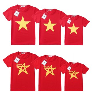 Áo cờ đỏ sao vàng cao cấp trẻ em + người lớn - Hàng loại 1 cotton 100% mát mịn thấm hút mồ hôi