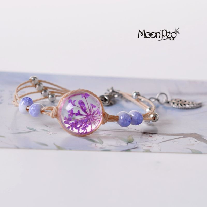 Vòng đeo tay nữ Handmake hoa khô thời trang thủy sinh