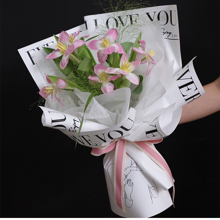 Giấy Gói Hoa Tình Nhân Giấy Chữ I Love You Họa Tiết Lãng Mạn Dành Cho Bó Hoa Tình Yêu