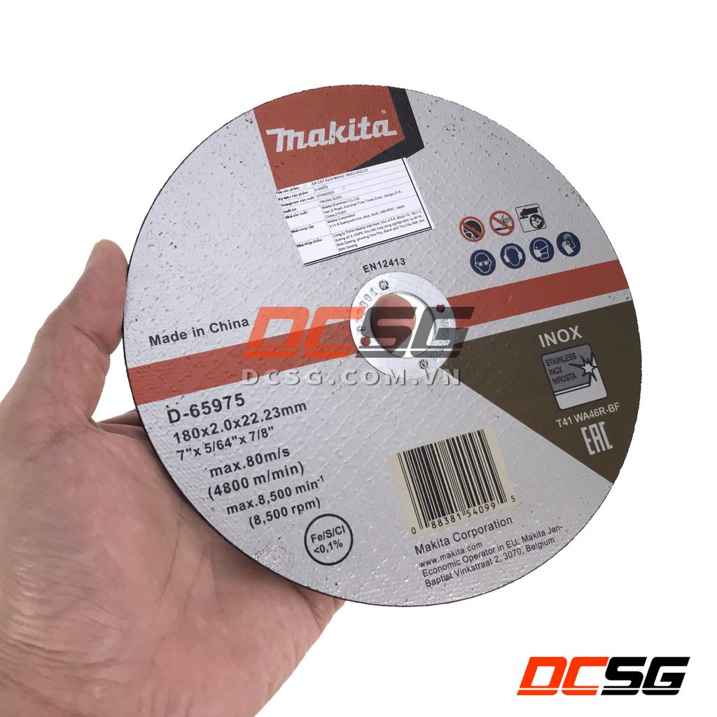Đá cắt mỏng cho Inox 180x2.0x22.23mm Makita D-65975 | DCSG